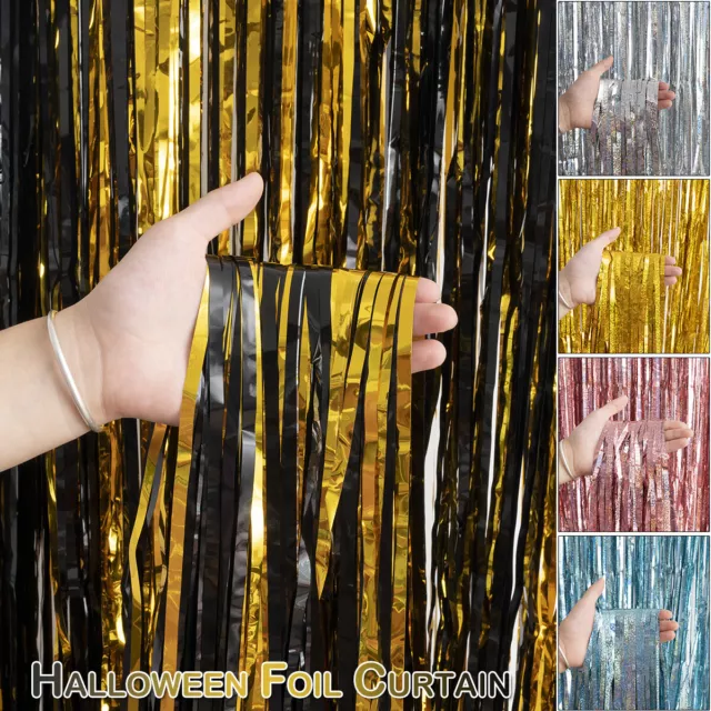 Metallic Folie Fransen Lametta Vorhang Tür Hochzeit Kid Geburtstag Party Deko DE