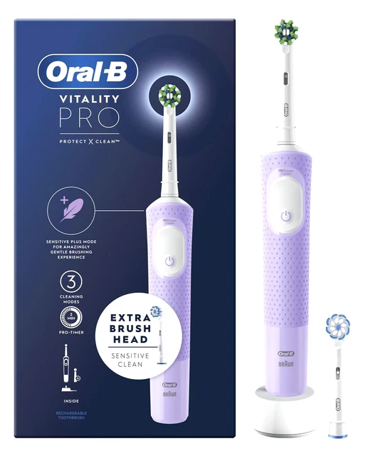 Oral-B Vitality Pro Spazzolino elettrico ricaricabile + 2 testine, lilla