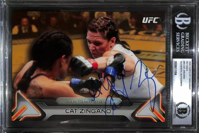 Cat Zingano Signed 2016 Topps UFC Knockout 5x7 Gold Card #83 BAS Beckett COA /10