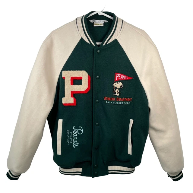 ZARA X PEANUTS Snoopy Varsity Bomber Jacket Size UK Medium Mens Coat