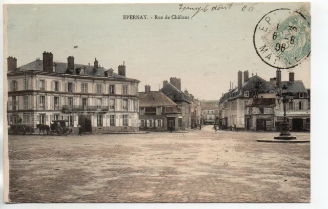 EPERNAY - Marne - CPA 51 - les rues et places - Rue de Chalons  jolie Cp Couleur