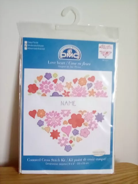 dmc Counted cross stitch kit  Design Love Heart . New In Pack.
