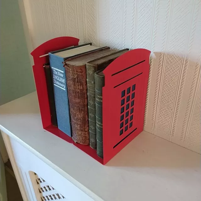 Pair Of Retro Telephone Box Bookends Metal Lightweight Please See Our Photos.