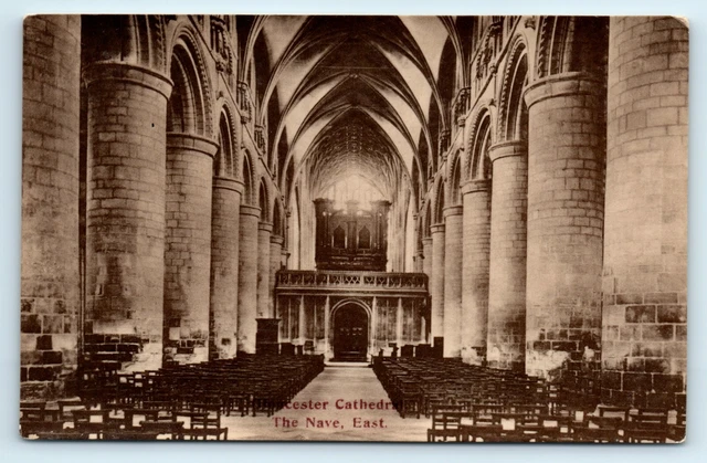 Postcard Gloucester Cathedral The Nave East Black And White Unposted