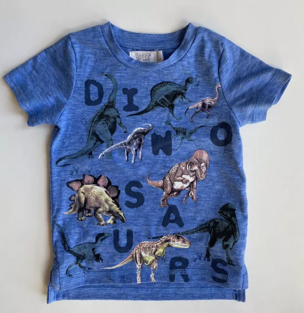 BQT baby boy size 6-12 months blue short sleeve t-shirt dinosaurs, VGUC