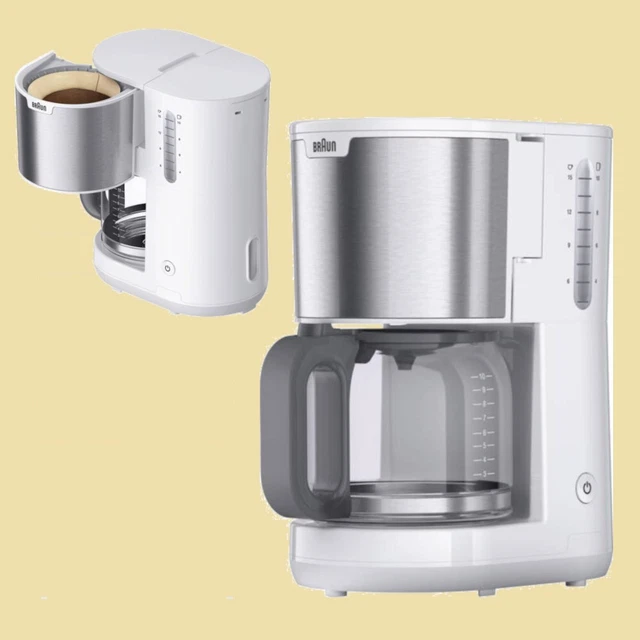 Braun Glaskrug-Kaffeemaschine PurShine KF 1500 WH - Edelstahl/weiß