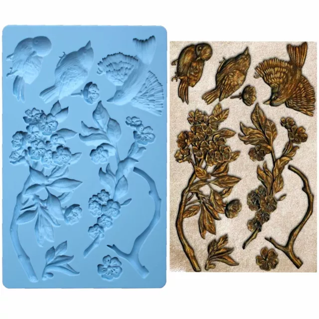 Bird Silicone Fondant Mould Cake Tree Flower Chocolate Baking Topper Border Mold
