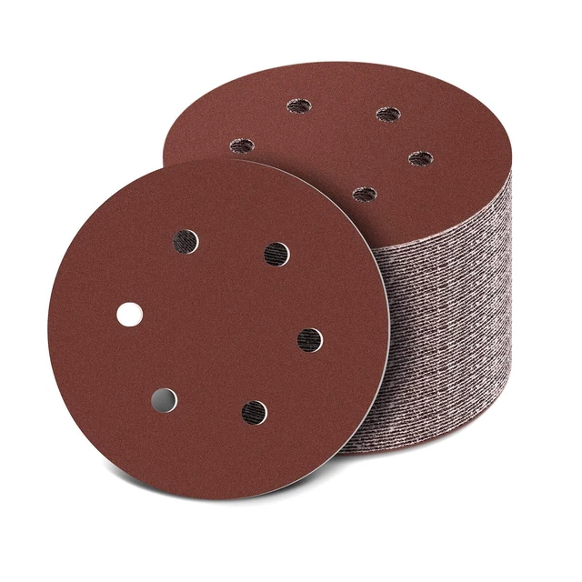 Kit 35 Disques à Poncer 125mm + 4 éponges - Pour Meuleuse D'angle, 8 Trous, Grains Variés (P40 à P400) - 7