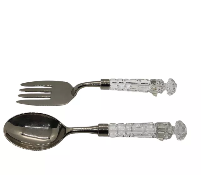 Salad Serving Spoon Fork Set Silver Plated Shannon Crystal designs Of Ireland