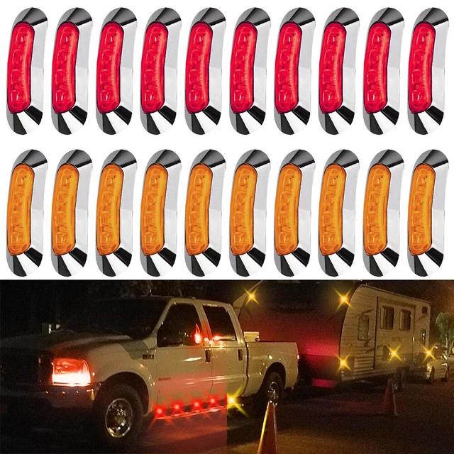 20x LED Truck Trailer Side Marker Clearance Light Tail Signal Lamp Red+Amber GCB