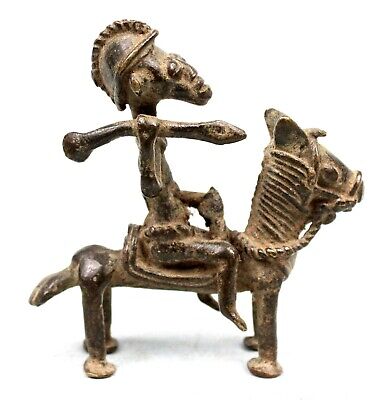 Art Africain Tribal - Ancien Cavalier en Bronze Baoulé Baule Akan - 8 Cms ++++++