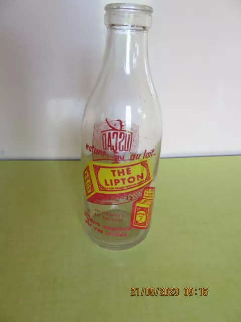 Bouteille de lait grande laiterie perette verre vintage