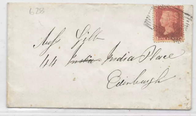 GB Queen Victoria 1d Red Star on Entire to Edinburgh (628)