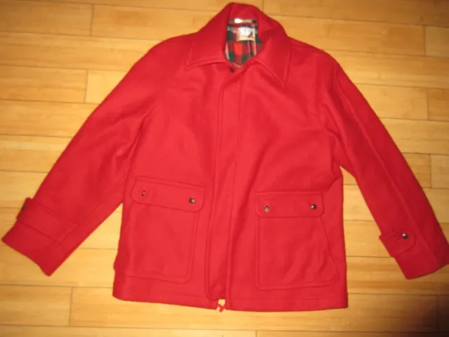 VINTAGE LOBO PENDLETON Thick Wool Flannel Lined Hooded Pea Coat Jacket ...