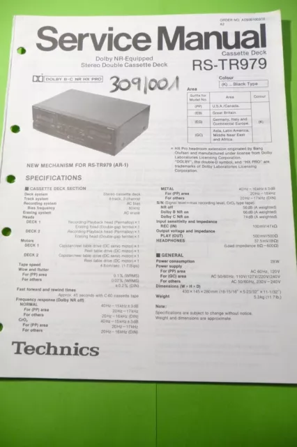Service Manual-Anleitung für Technics RS-TR979 , Original