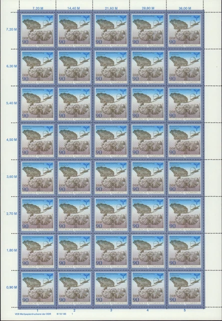 DDR Nr. 3314 mit WPD 1, postfrisch im Schalterbogen, Bogen, DV, Großbogen