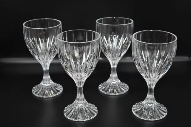 Mikasa Park Lane Crystal Water  Goblets - Wine Glasses Set (4) 6 5/8" Cut Glass