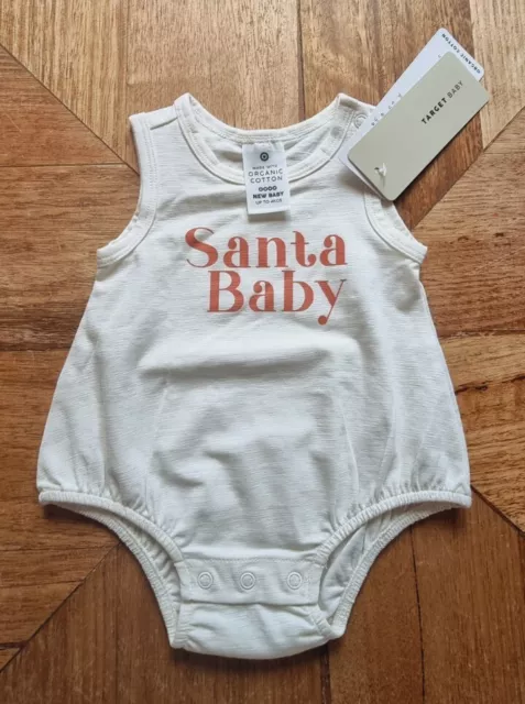 Target - Baby One Piece Romper "Santa Baby" Size 0000/ New baby - Organic Cotton