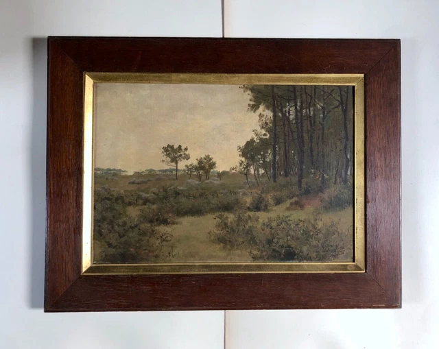 Antico Dipinto Firmato Eugène Labitte, Scuola di Barbizon, Olio su Tela...