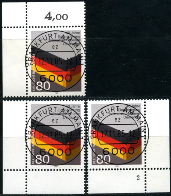 Bund Eckrand "Heimatvertriebene", 3 verschied.Varianten, Formnummer 2, MiNr 1265