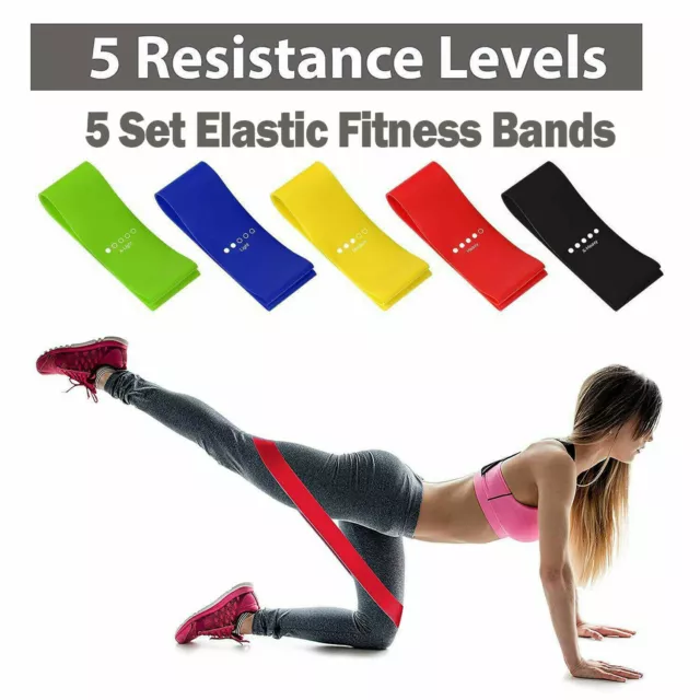 Kit 5 fasce bande elastiche elastici fitness palestra di resistenza allenamento