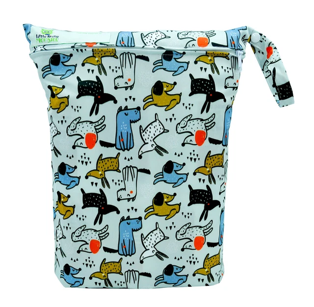 Reusable Multiuse Wet Bag For Cloth Nappy/Diaper Swimmers Nosey Dogs