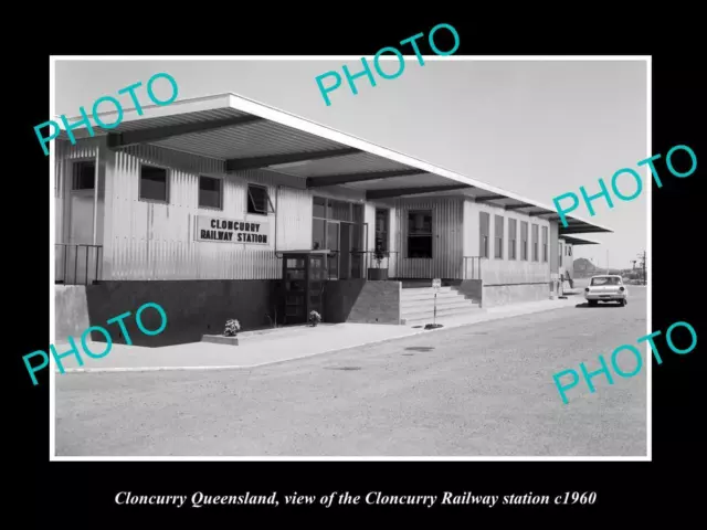 OLD LARGE HISTORIC PHOTO OF CLONCURRY QUEENSLAND THE RAILWAY STATION c1960