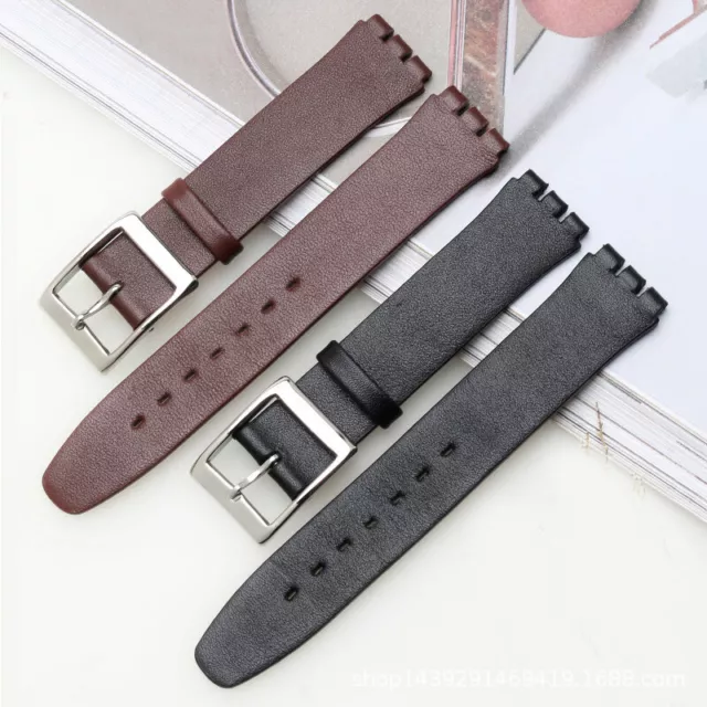 17MM Replacement Padded Leather Watch Strap For Swatch GB274/GN239/GB294/GB287