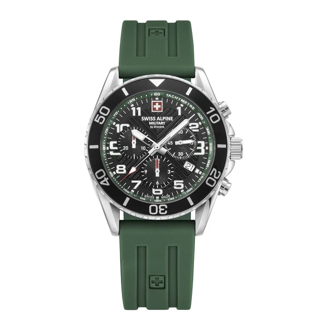 Montre Swiss Alpine Military SAM7058.1835 - Homme Quartz Boîtier Acier 44mm Bracelet Silicone Bleu - 100m étanche