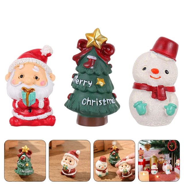 3 Pcs Xmas Micro Landscape Small Animals Elder Cake Ornament Mini Santa Claus