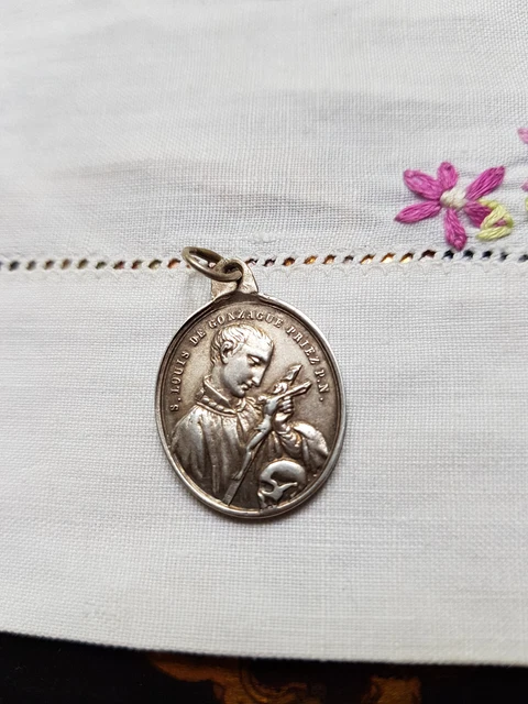 Ancien Pendentif Médaille En Argent Massif Saint Joseph - Style Religieux, Argent 850/1000