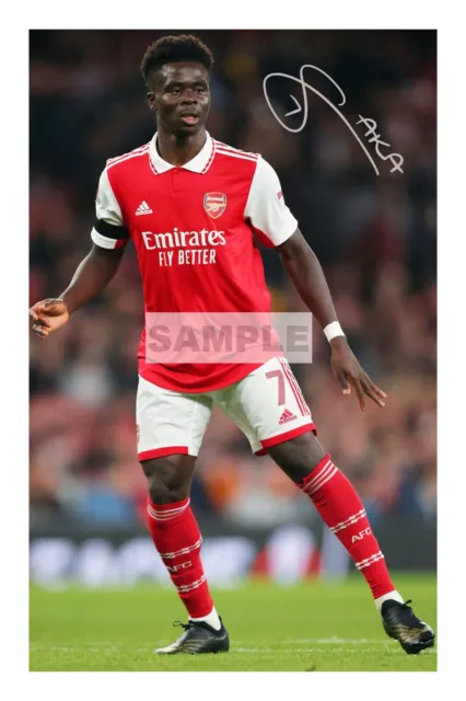 Footballer Autograph A4 Poster, Wall Art, Print Bukayo Saka Arsenal