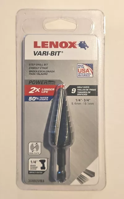 LENOX Tools Step Drill Bit, 1/4-to-3/4-Inch (30883VB3)