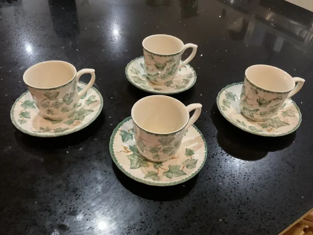 4 Cups &Saucers. BHS Country Vine Tableware. VGC. (no Chips or Wear)