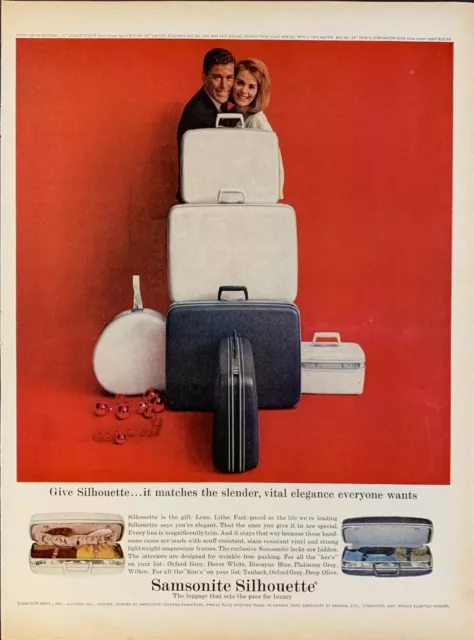 Vintage 1963 Samsonite Silhouette Slender Luggage Bags Print Ad Advertisement