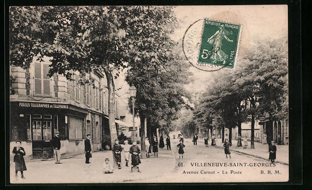 CPA Villeneuve-Saint-Georges, Avenue Carnot, La Poste