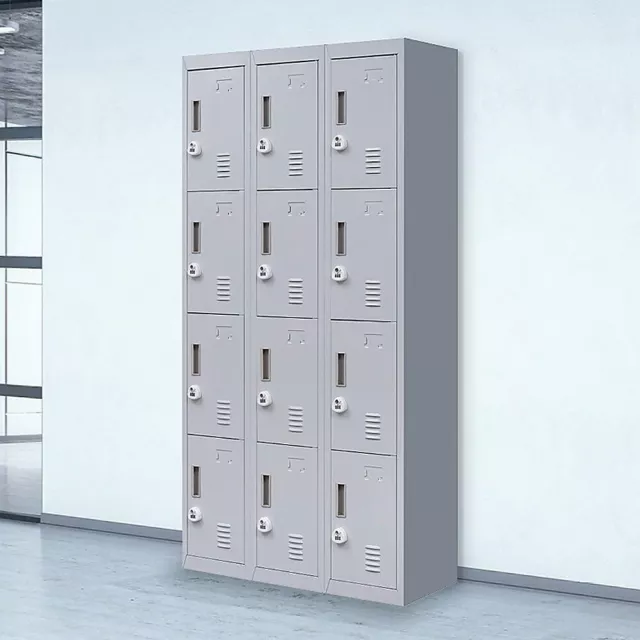 12-Door Locker for Office Gym Shed School Home Storage - Combination Lock