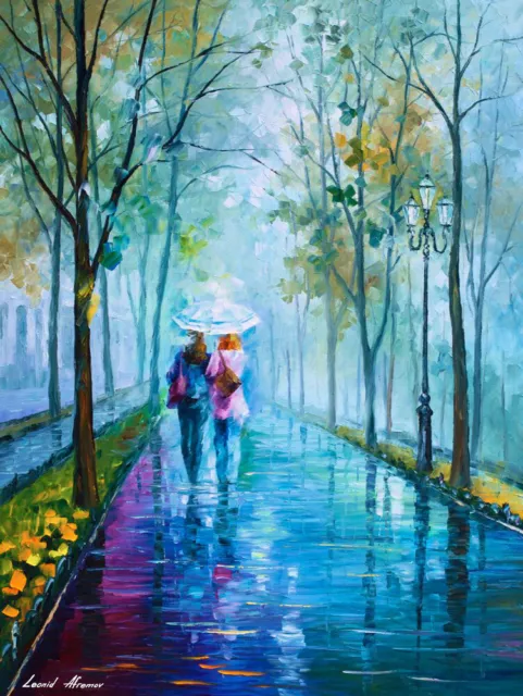 LEONID AFREMOV (NEW) FOGGY STROLL Painting Canvas Wall Art Picture POSTER