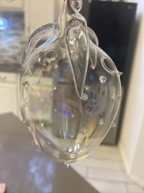 Vintage Silvestri Hand Blown Glass large strawberry, Christmas Ornament