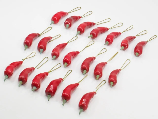 20 künstliche Mini Chilli Peperoni rot mit Draht 6,5 cm Deko Basteln NEU; K8 68