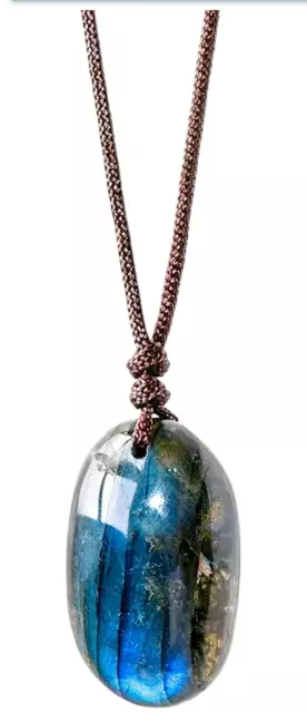 Natural Labradorite Necklace Pendant Crystal Healing Stone Natural Men Womem