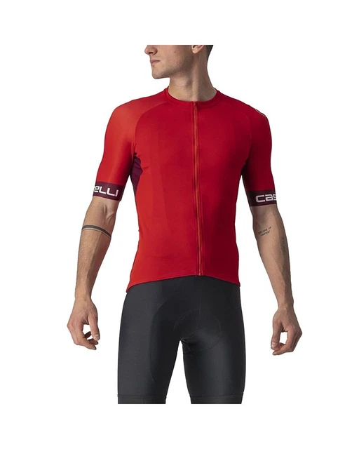 Castelli Entrata VI Maglia Maniche Corte Full Zip Uomo, Red/Bordeaux/Ivory