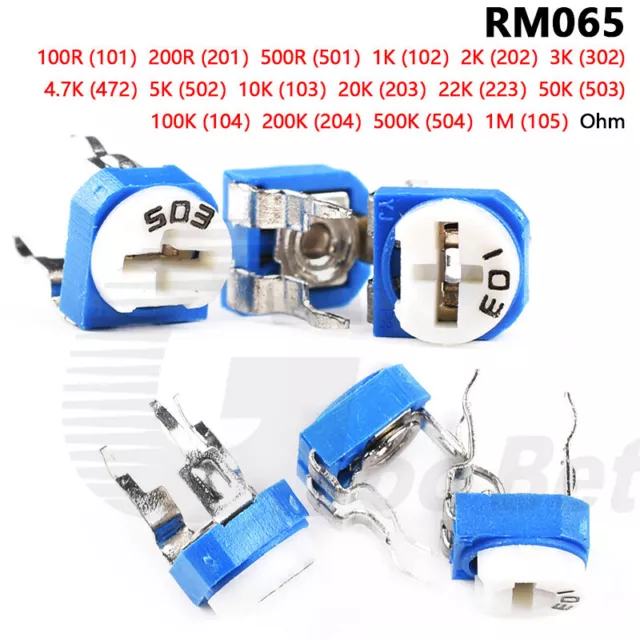 100R - 1M ohm RM065 101-105 Trimpot Trimmer Potentiometer Adjustable Resistance