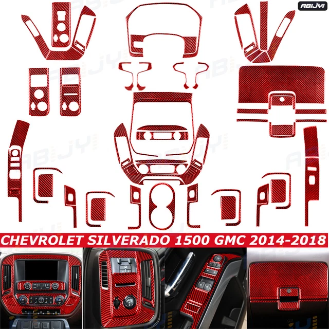 RED CARBON FIBER Interior Set Cover Trim For Chevy Silverado / GMC