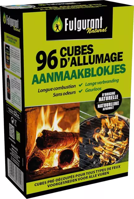 Pack] 288x Cubes Allume-Feu Allume Cube Allume-Grill Allume-Feu pour  Cheminée Gril Four Briquet à Charbon d'Allumage Cube Flameup