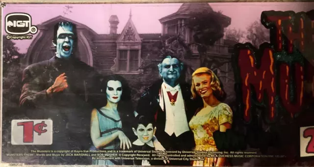 THE MUNSTERS  $ 1 CENT Slot Machine Glass UNIVERSAL STUDIOS IGT 2