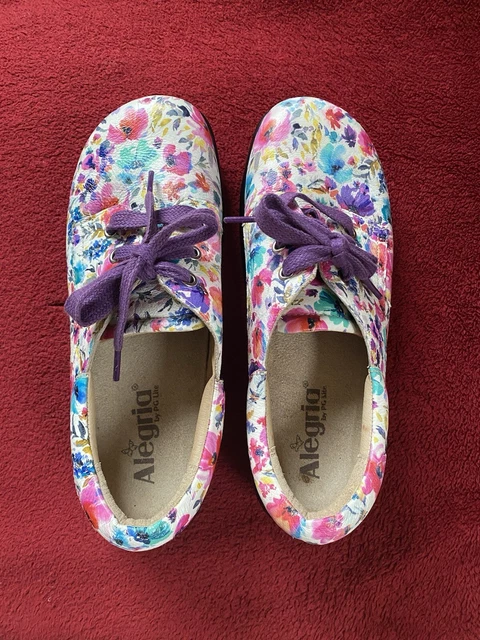 ALEGRIA PG LITE Floral Lace up Shoes. Hardly Worn. Slip Resistant. Size 38 5 15.00 PicClick UK