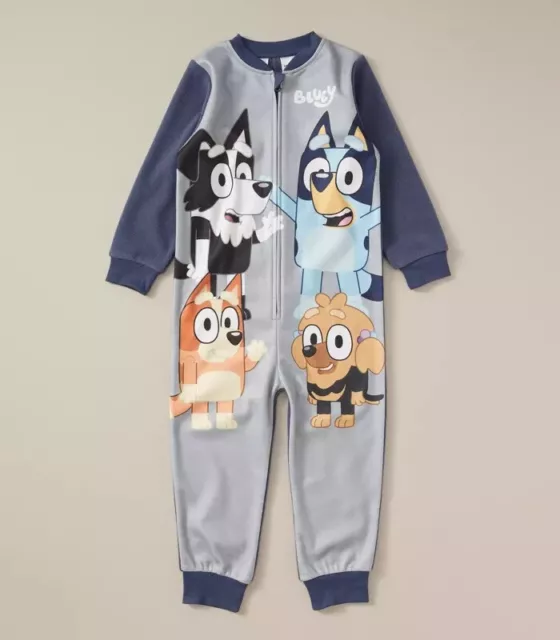 Boys size 3 Genuine BLUEY fleece sleepsuit all in one  zip up pyjamas NEW 6921