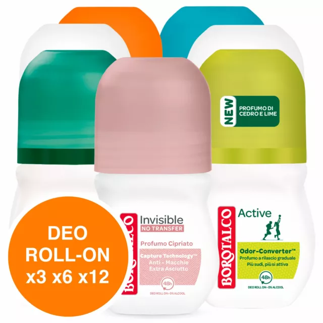 Borotalco Deodorante Roll On Deo Original Anti Sudore Invisible Profumo a Scelta