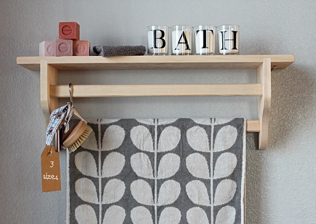 Bathroom Shelf Towel Rack Wall Mounted Towel Rack Shelf Painted or Natural Pine